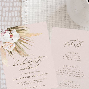 Boho Pampas Grass Blush Pink Bachelorette Weekend Invitation