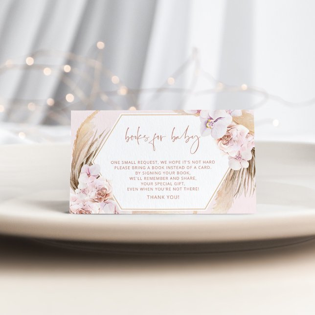 Boho pampas grass books for baby ticket enclosure card (Creator Uploaded)