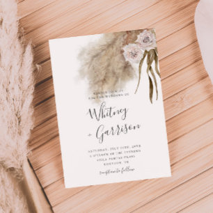 Boho Pampas Grass Botanical Wedding Invitation