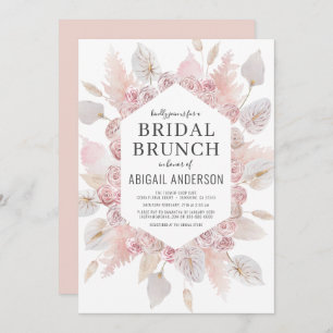 Boho Pampas Grass Bridal Brunch Elegant Invitation
