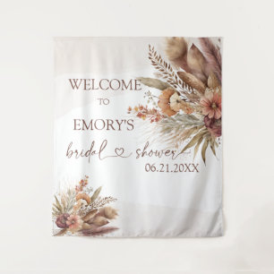 Boho Pampas Grass Bridal Shower Backdrop Tapestry