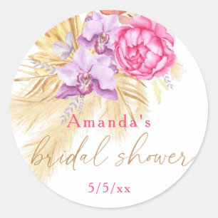 Boho pampas grass - Bridal shower  Classic Round Sticker