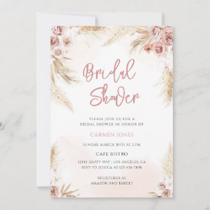 Boho Pampas Grass Bridal Shower Invitation