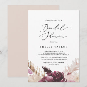 Boho Pampas Grass Bridal Shower Invitation