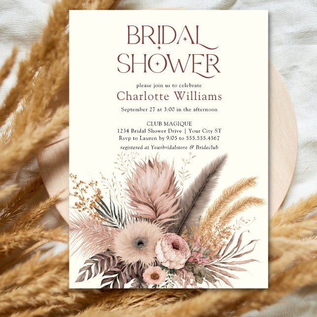Boho Pampas Grass Bridal Shower Invitation (Creator Uploaded)