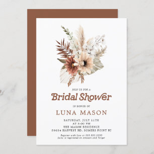 Boho Pampas Grass Bridal Shower Invitation