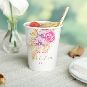 Boho pampas grass - Bridal shower Paper Cups