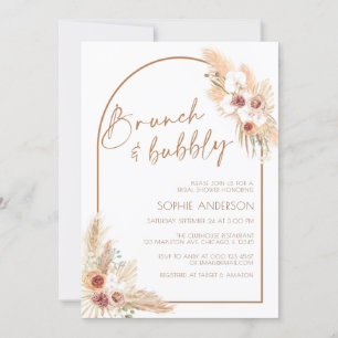 Boho Pampas Grass Brunch & Bubbly Bridal Shower Invitation