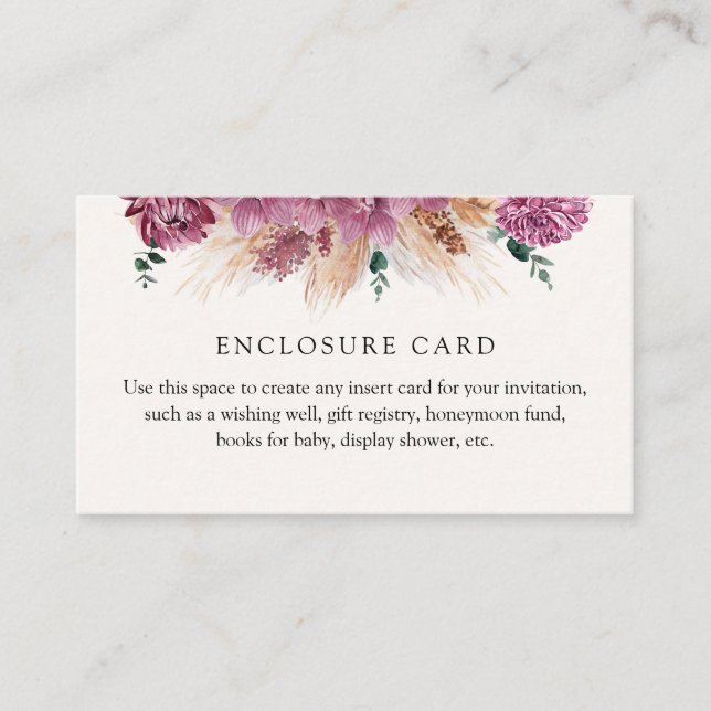 Boho Pampas Grass Custom  Enclosure Card (Front)