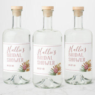 Boho Pampas Grass Custom  Liquor Bottle Label