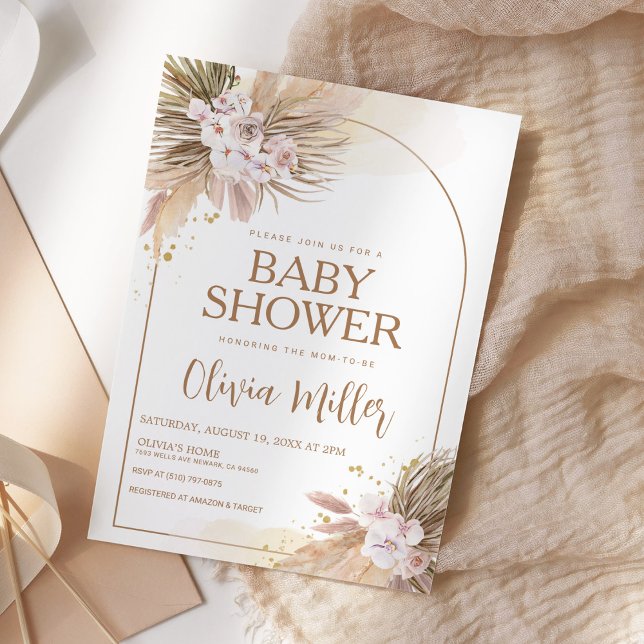 Boho Pampas Grass Desert Baby Shower Invitation (Creator Uploaded)