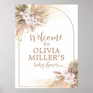Boho Pampas Grass Desert Baby Shower Welcome Poster