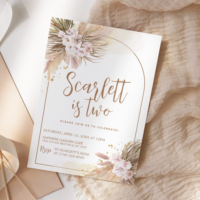 Boho Pampas Grass Desert Birthday Beige Invitation (Creator Uploaded)