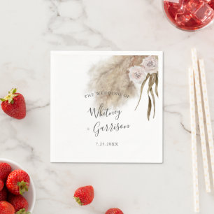 Boho Pampas Grass Desert Wedding Napkin