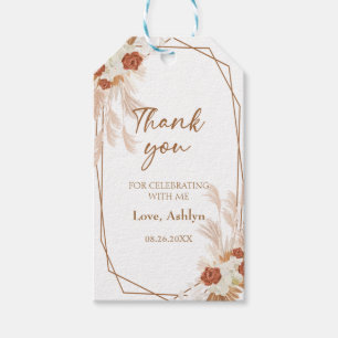 Boho Pampas Grass Elegant Bridal Brunch Terracotta Gift Tags