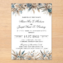 Boho Pampas Grass Elegant Wedding Invitation