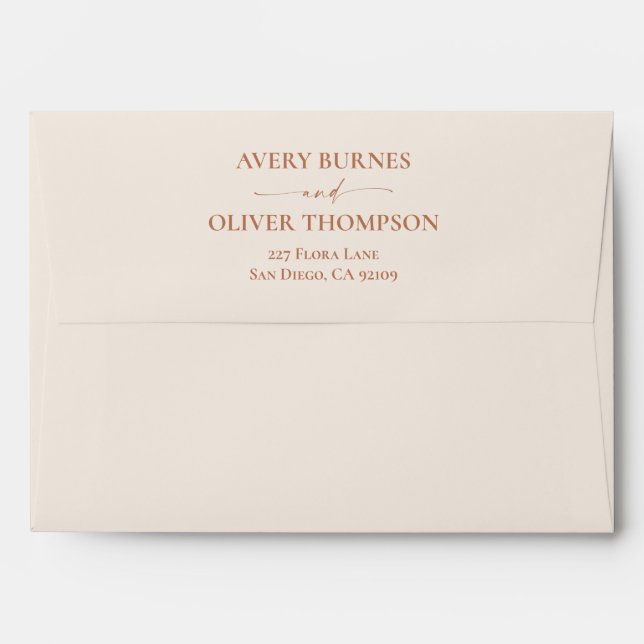Boho Pampas Grass Envelopes, Terracotta Florals Envelope (Back (Top Flap))
