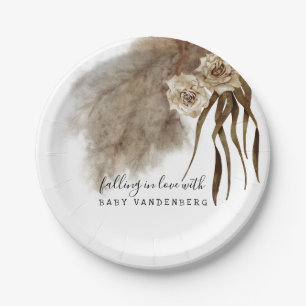 Boho Pampas Grass Fall Baby Shower Paper Plate