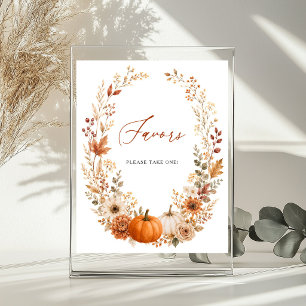 Boho Pampas Grass Fall Pumpkin Bridal Favours Poster
