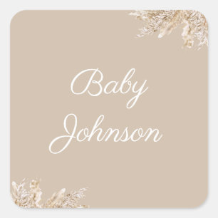 Boho Pampas Grass Favour Tag Neutral Beige Rusti