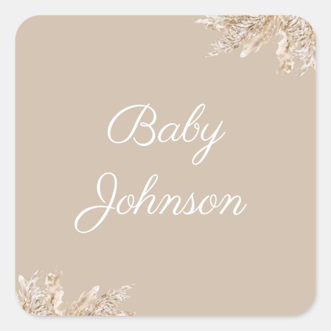 Boho Pampas Grass Favour Tag | Neutral Beige Rusti (Front)
