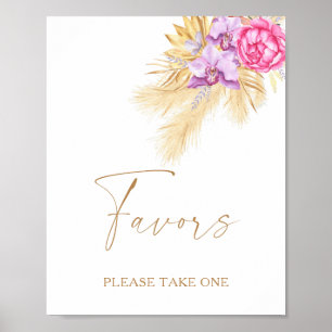 Boho pampas grass - favours please take one poster