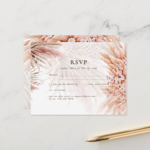 BOHO Pampas Grass Floral Blush Wedding Postcard