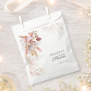 Boho Pampas Grass Floral Girl Baby Shower Favour Bags