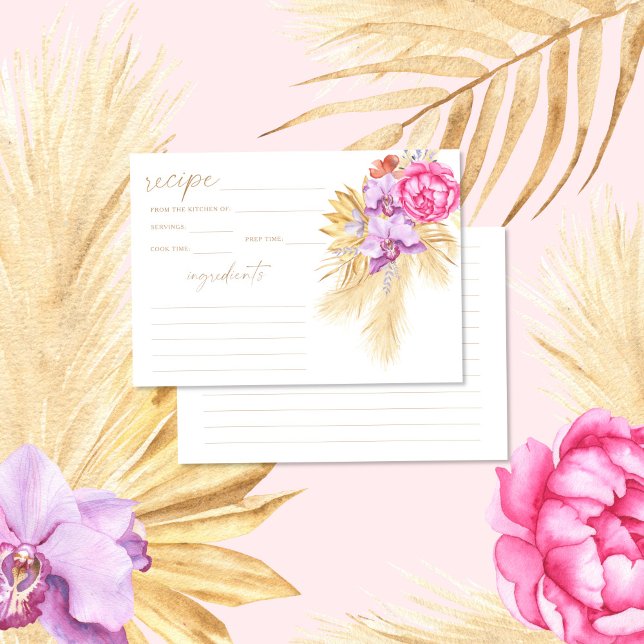 Boho pampas grass Floral recipe card (Creator Uploaded)