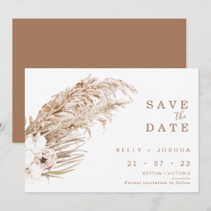 Boho Pampas Grass Floral Save The Date card