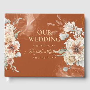 BOHO Pampas Grass Floral Terracotta Wedding Guest Book