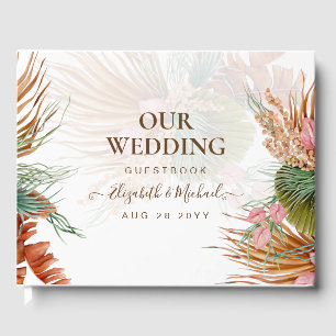 BOHO Pampas Grass Floral Tropical Wedding Guest Bo Book