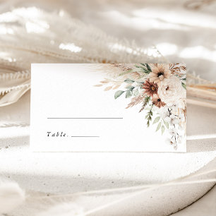 Boho Pampas Grass Floral Wedding Name Place Card