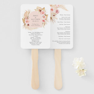 Boho Pampas Grass Floral Wedding Program Fan