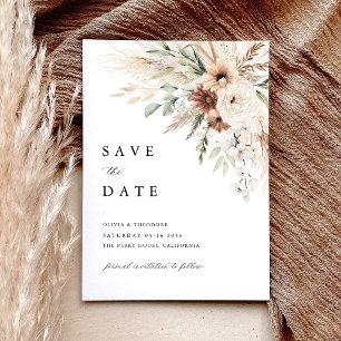 Boho Pampas Grass Floral Wedding Save The Date