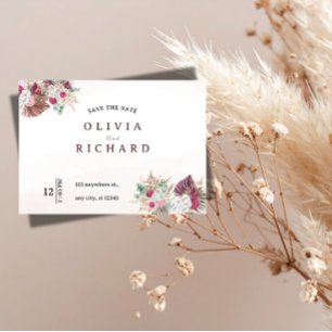 Boho Pampas Grass Floral Wedding Save the Date