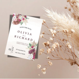 Boho Pampas Grass Floral Wedding Save the Date