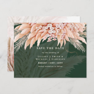 BOHO Pampas Grass Floral Wedding Save The Date Pos Postcard