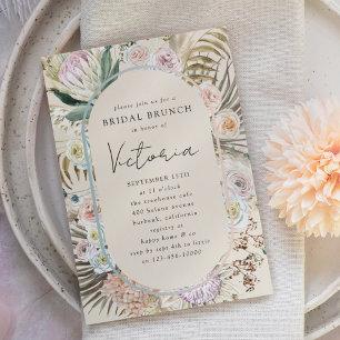Boho Pampas Grass Florals Bridal Brunch Invitation