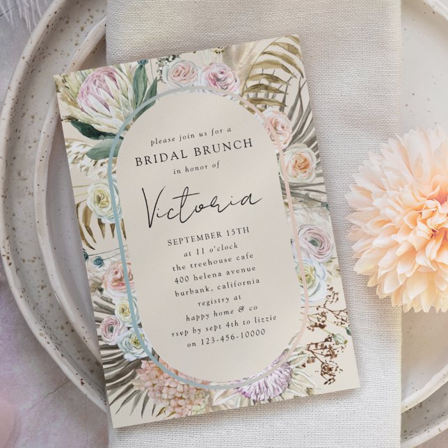 Boho Pampas Grass Florals Bridal Brunch Invitation (Creator Uploaded)