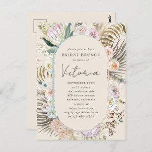Boho Pampas Grass Florals Bridal Brunch Invitation Postcard