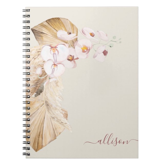 Boho Pampas Grass Flower  Notebook (Front)