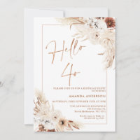 Boho Pampas Grass Frame Hello 40th Birthday