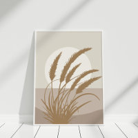 Boho Pampas Grass Full Moon Illustration