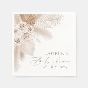 Boho Pampas Grass Gender Neutral Baby Shower Napkin