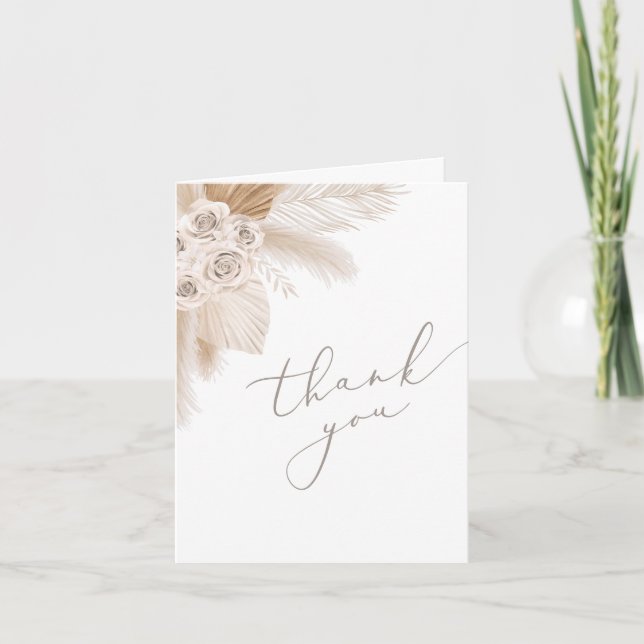 Boho Pampas Grass Gender Neutral Baby Shower Thank You Card (Front)