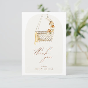 Boho Pampas Grass Gender Neutral Hello Baby Shower Thank You Card
