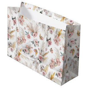 Boho Pampas Grass Gift Bag Blush Floral