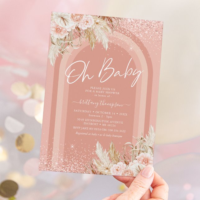 Boho Pampas Grass Girl Baby Shower Invitation (Creator Uploaded)