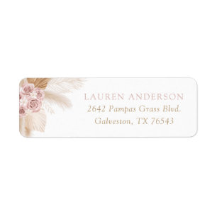 Boho Pampas Grass Girl Baby Shower Return Address